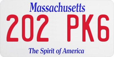 MA license plate 202PK6