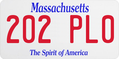 MA license plate 202PL0