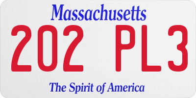 MA license plate 202PL3