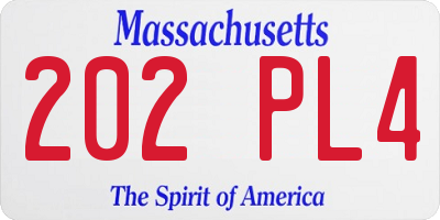 MA license plate 202PL4