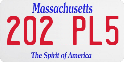 MA license plate 202PL5