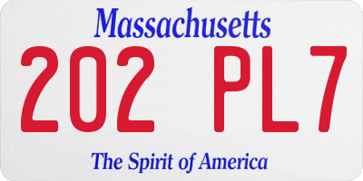 MA license plate 202PL7