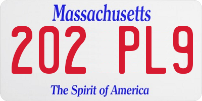 MA license plate 202PL9