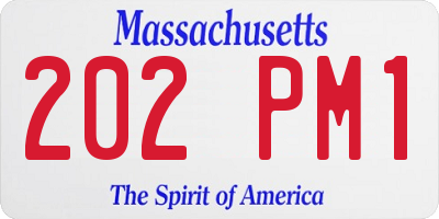 MA license plate 202PM1