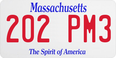 MA license plate 202PM3