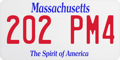 MA license plate 202PM4