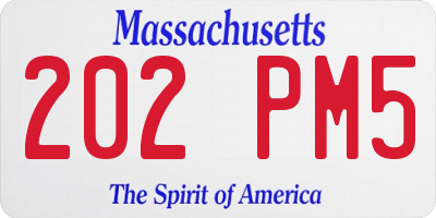 MA license plate 202PM5