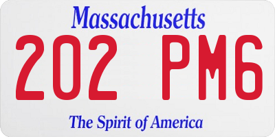 MA license plate 202PM6