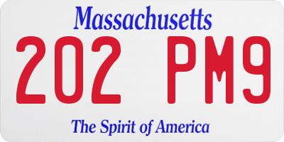 MA license plate 202PM9