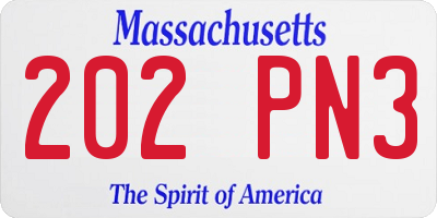 MA license plate 202PN3