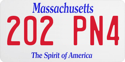 MA license plate 202PN4