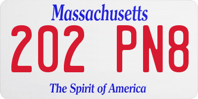 MA license plate 202PN8