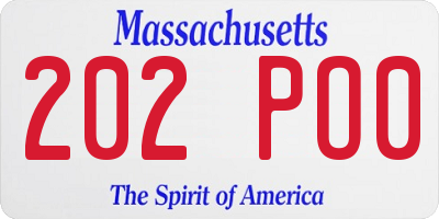 MA license plate 202PO0