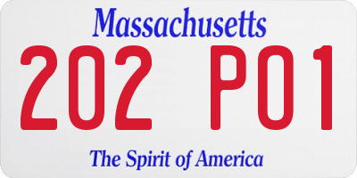 MA license plate 202PO1