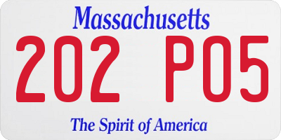 MA license plate 202PO5