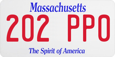MA license plate 202PP0