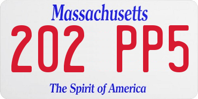 MA license plate 202PP5