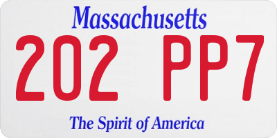 MA license plate 202PP7