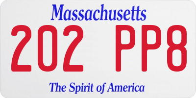 MA license plate 202PP8