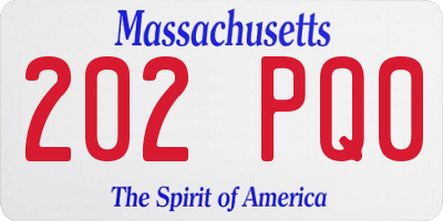 MA license plate 202PQ0