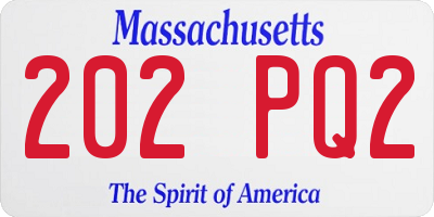 MA license plate 202PQ2