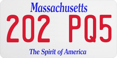 MA license plate 202PQ5