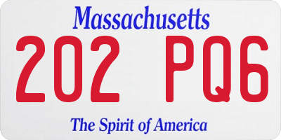 MA license plate 202PQ6