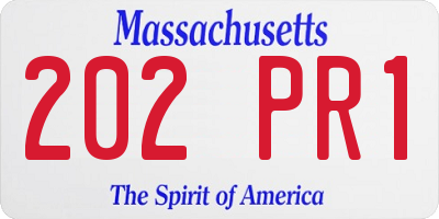 MA license plate 202PR1