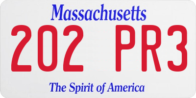MA license plate 202PR3