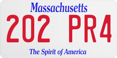 MA license plate 202PR4