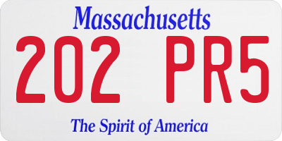 MA license plate 202PR5
