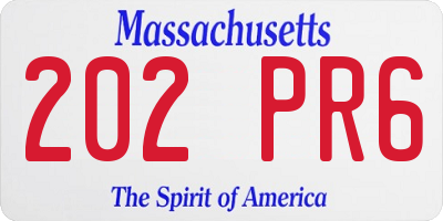 MA license plate 202PR6