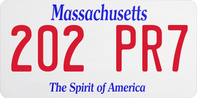 MA license plate 202PR7