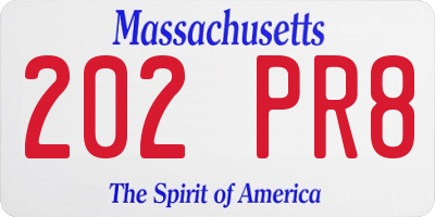 MA license plate 202PR8