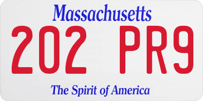 MA license plate 202PR9