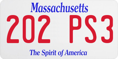 MA license plate 202PS3