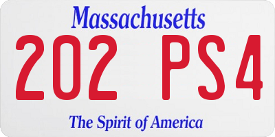 MA license plate 202PS4
