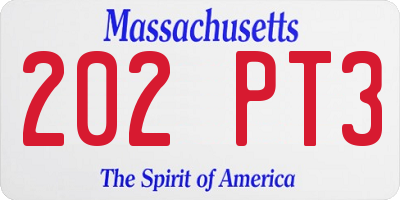 MA license plate 202PT3