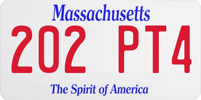 MA license plate 202PT4