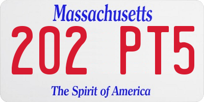MA license plate 202PT5