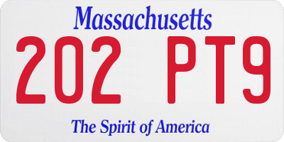 MA license plate 202PT9
