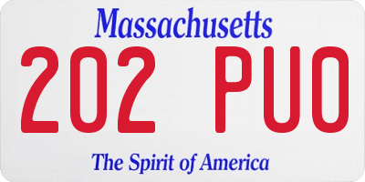 MA license plate 202PU0