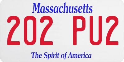 MA license plate 202PU2