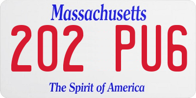MA license plate 202PU6