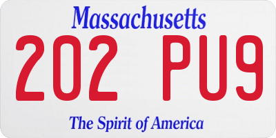 MA license plate 202PU9