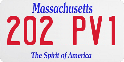 MA license plate 202PV1