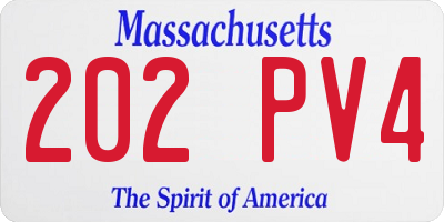 MA license plate 202PV4