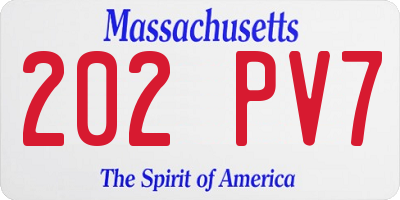 MA license plate 202PV7