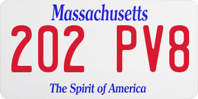 MA license plate 202PV8