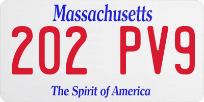 MA license plate 202PV9